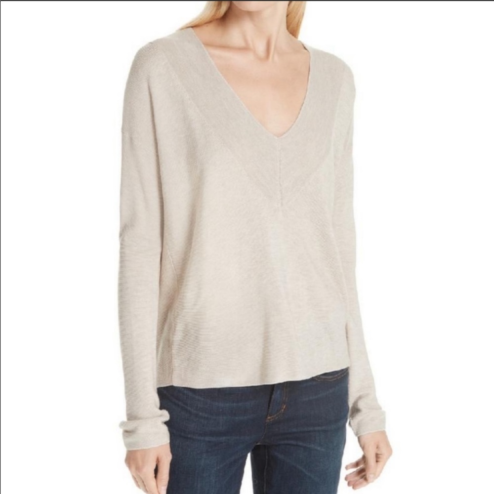 Eileen Fisher Beige Tencel Top v neck